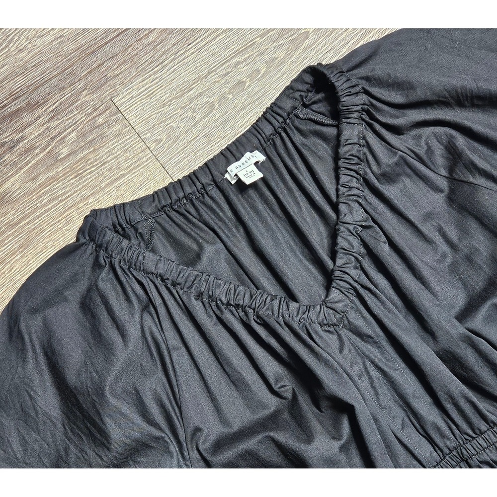 Free Assembly Black Cotton Flutter Sleeve Smocked Waist Dress Size Large 12-14 - Picture 9 of 13